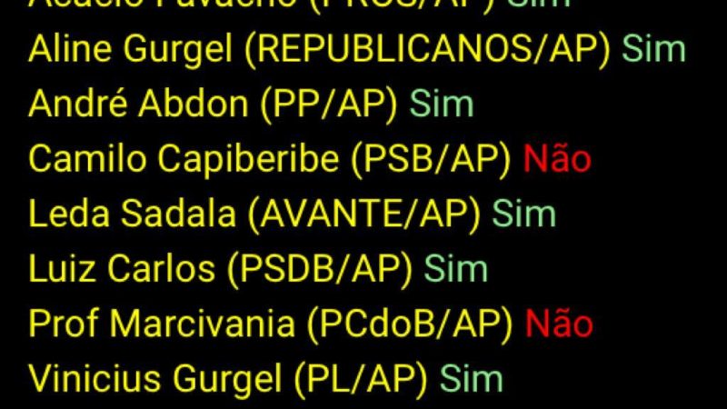 Só dois deputados do Amapá votaram a favor do auxílio emergencial de R$ 600,00