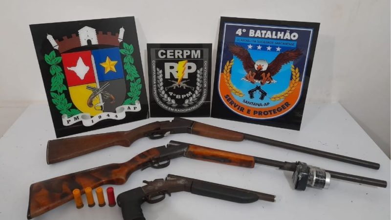 Policiais do 4° Batalhão prendem trio na Ilha de Santana por posse ilegal de arma de fogo