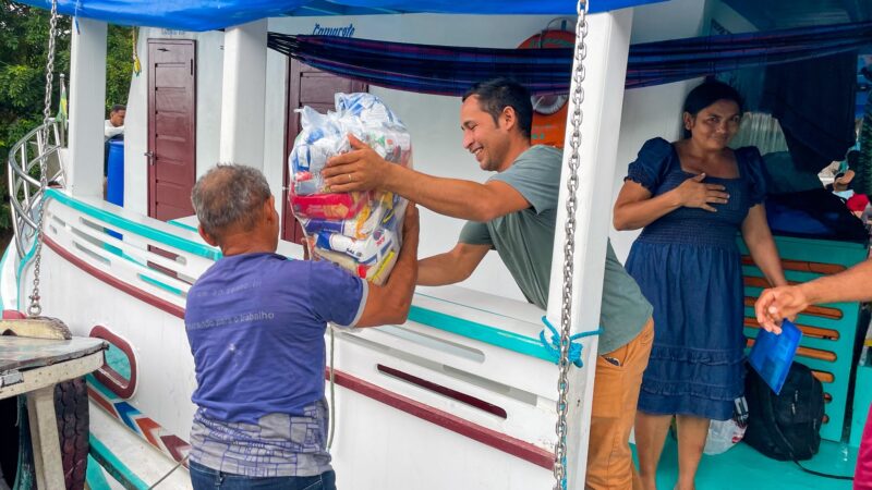 Prefeitura de Mazagão realiza ação itinerante e entrega mais de 700 cestas básicas